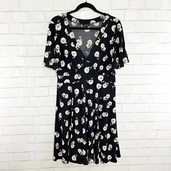 Torrid Black Floral V Neck Midi Skater Dress Women's Plus Size 00 - Picture 2 of 10